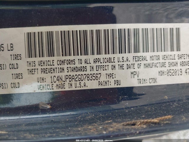 Aukcja sprzedaży 2016 Jeep Patriot Sport, vin: 1C4NJPBA2GD783567, numer aukcji: 43121401