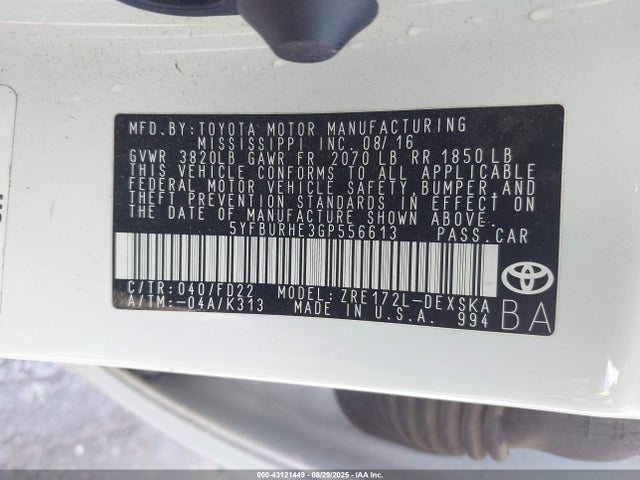 5YFBURHE3GP556613 Toyota 2zr-fe