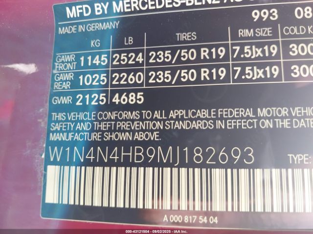 2021 MERCEDES-BENZ GLA 250 W1N4N4HB9MJ182693 Photo 8