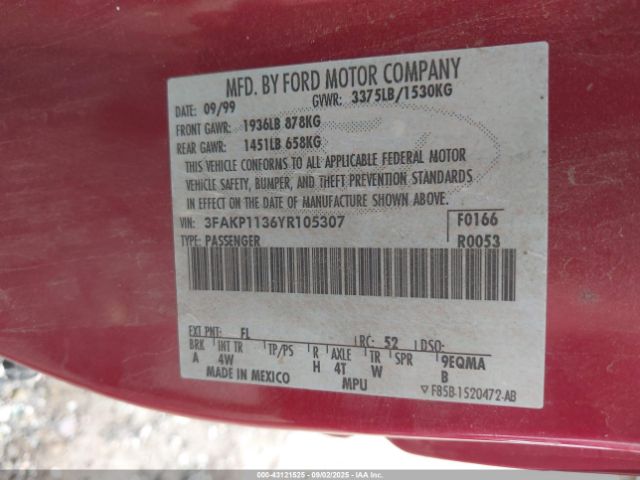 2000 FORD ESCORT 3FAKP1136YR105307 Photo 8