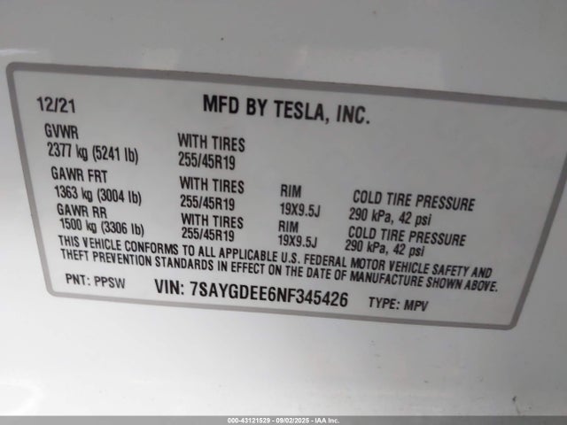 2022 TESLA MODEL Y 7SAYGDEE6NF345426 Photo 8