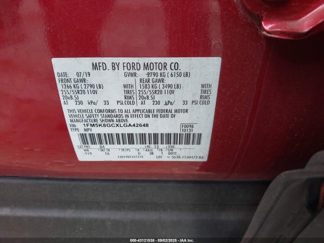 1FM5K8GCXLGA42648 Ford gtdi