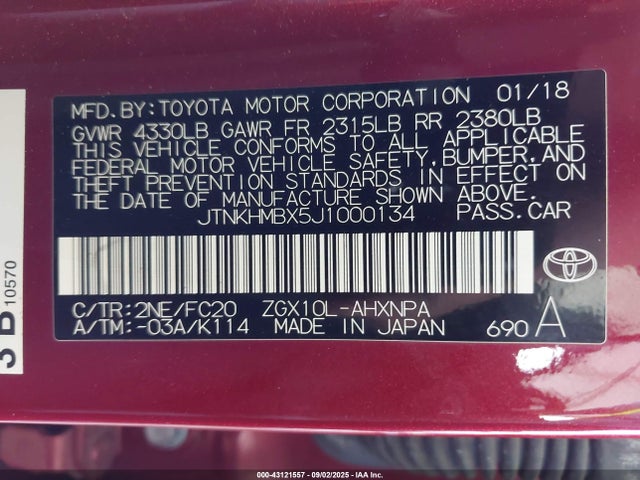 JTNKHMBX5J1000134 Toyota 3zr-fae