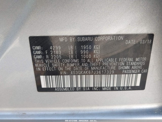 4S3GKAK67J3617329 Subaru Impreza 2.0i Sport