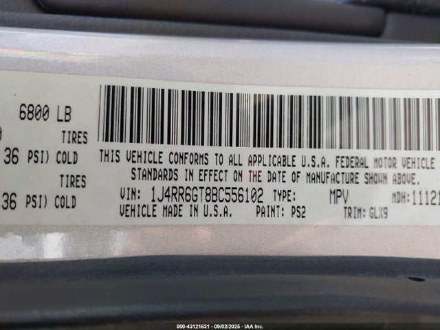 Auction sale of the 2011 Jeep Grand Cherokee Overland, vin: 1J4RR6GT8BC556102, lot number: 43121631