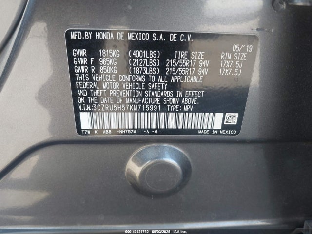 3CZRU5H57KM715991 Honda r18z9
