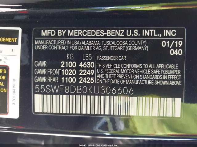 55SWF8DB0KU306606 Mercedes-Benz m264