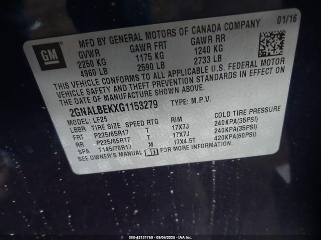 2GNALBEKXG1153279 Chevrolet lea - e85 max, aluminum