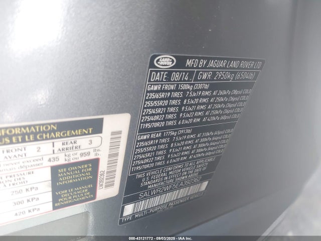 SALWR2WF5EA392362 Land Rover RANGE ROVER SPORT