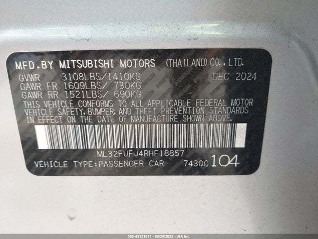 2024 MITSUBISHI MIRAGE G4 ML32FUFJ4RHF18857 Photo 8