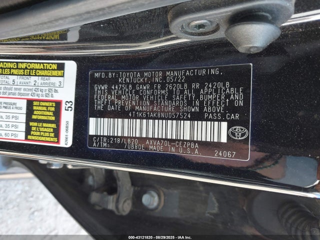 4T1K61AK8NU057524 Toyota a25a-fks