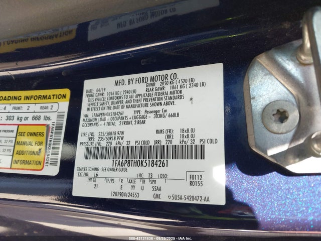 Ford 4v 2019 1FA6P8TH0K5184261 Image 9