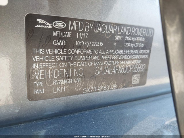 Jaguar aj20p 2018 SAJAE4FX6JCP35892 Image 9