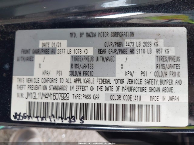Mazda py cylinder deactiviation 2021 JM1GL1VM4M1607929 Image 9