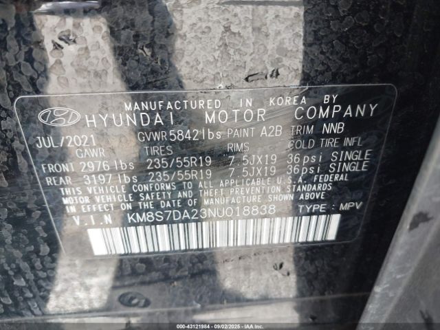 2022 HYUNDAI SANTA FE PLUG-IN HYBRID KM8S7DA23NU018838 Photo 8