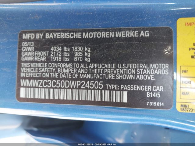 2013 MINI COUNTRYMAN WMWZC3C50DWP24505 Photo 8