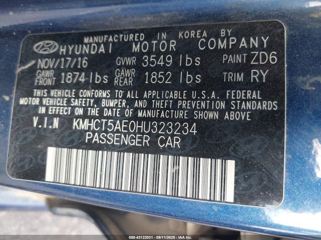 KMHCT5AE0HU323234 Hyundai 2017