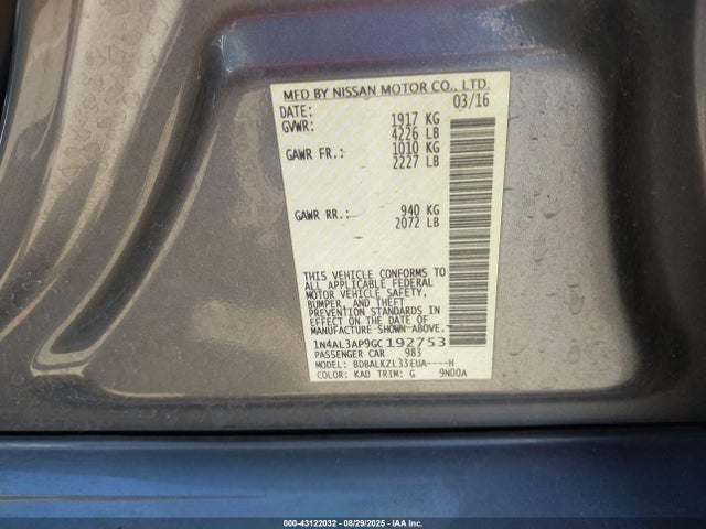 1N4AL3AP9GC192753 Nissan Altima