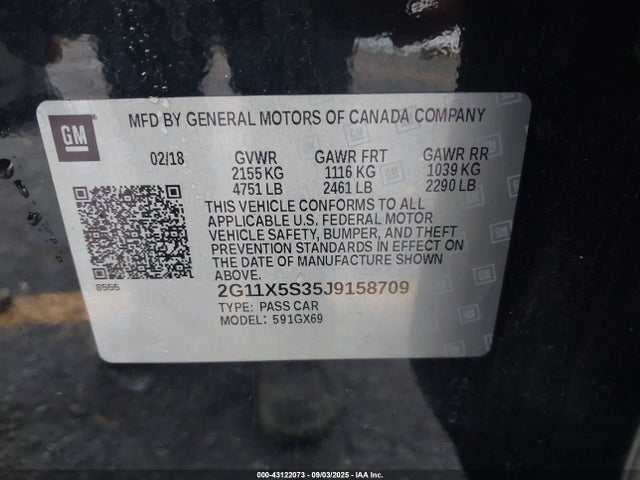 2018 CHEVROLET IMPALA 2G11X5S35J9158709 Photo 8