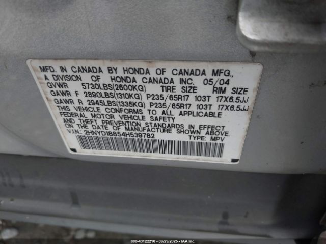 2004 ACURA MDX 2HNYD18854H539782 Photo 8