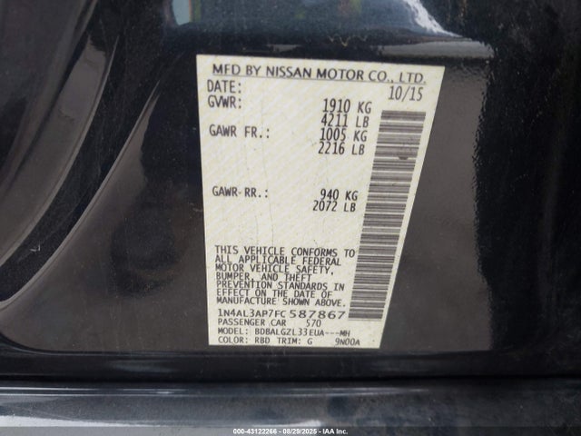 Nissan 2015 2015 1N4AL3AP7FC587867 Image 9