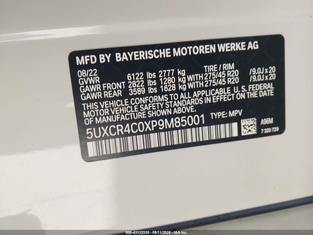 5UXCR4C0XP9M85001 BMW 2023