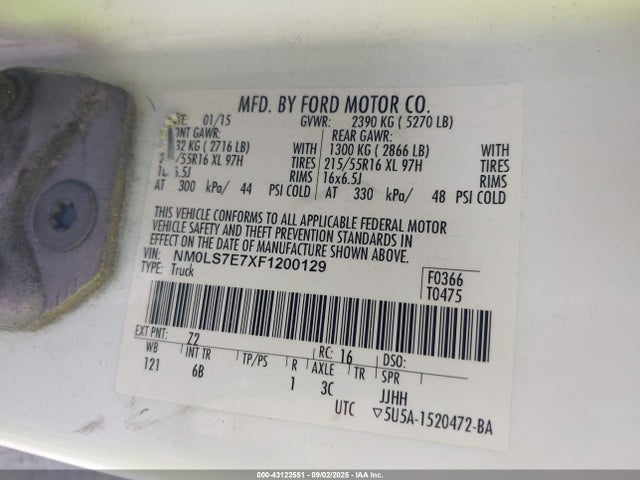 Ford Transit Connect 2015 NM0LS7E7XF1200129 Image 9
