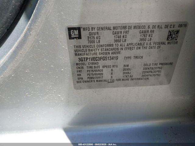 2015 GMC SIERRA 1500 3GTP1VEC3FG513419 Photo 8