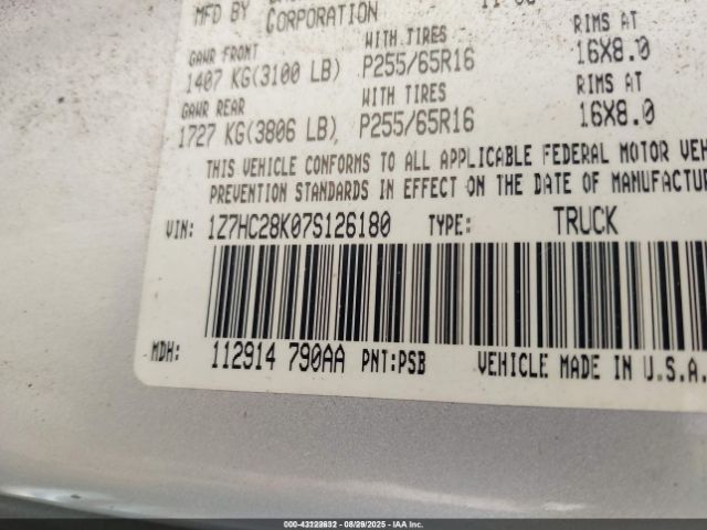 2007 MITSUBISHI RAIDER 1Z7HC28K07S126180 Photo 8