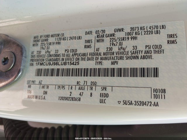 Ford gtdi, 240ps 2020 1FMCU9J98LUB15425 Image 9