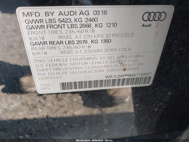 2016 AUDI Q5 WA1L2AFP6GA116867 Photo 8