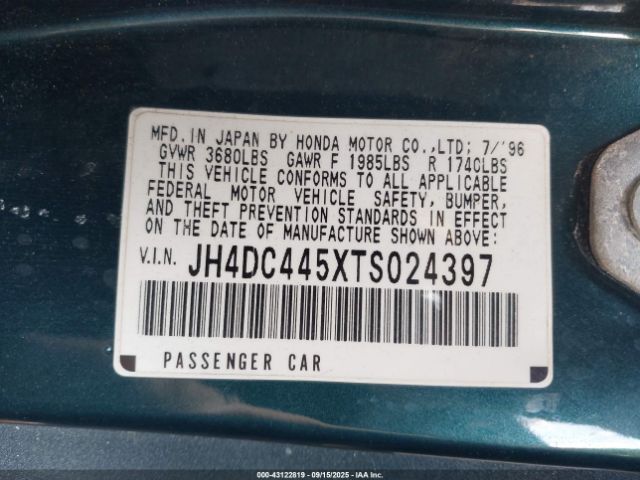 1996 ACURA INTEGRA JH4DC445XTS024397 Photo 8