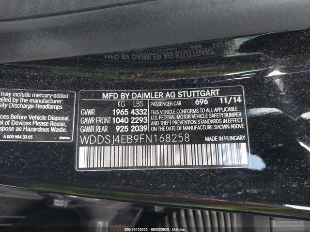 Mercedes-Benz CLA-Class 2015 WDDSJ4EB9FN168258 Image 9