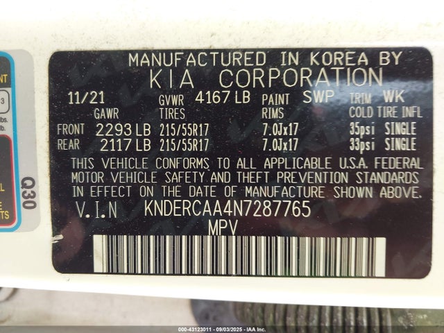 Продаж на аукціоні авто 2022 Kia Seltos Ex, vin: KNDERCAA4N7287765, номер лоту: 43123011