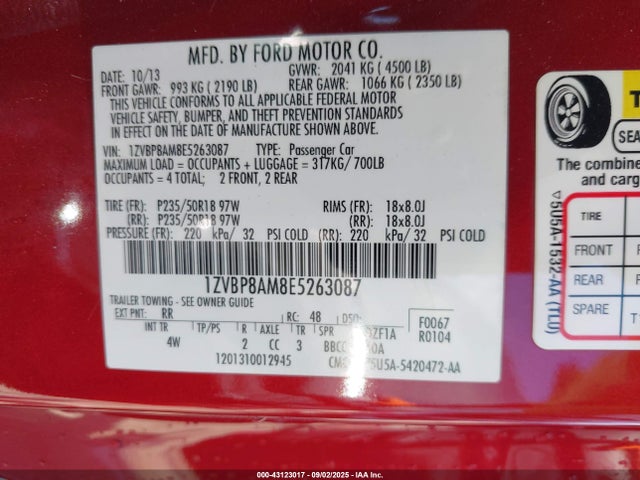 1ZVBP8AM8E5263087 Ford Mustang