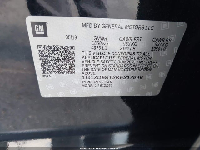 1G1ZD5ST2KF217946 Chevrolet lfv - direct injection, variable valve timing, gen 1