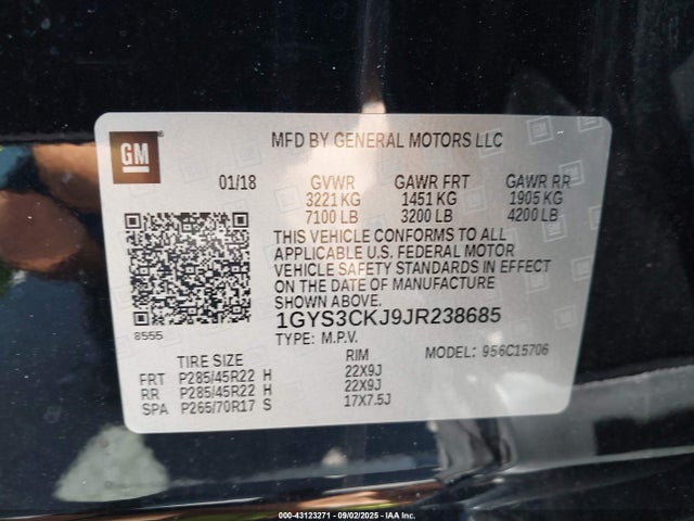 2018 CADILLAC ESCALADE 1GYS3CKJ9JR238685 Photo 8