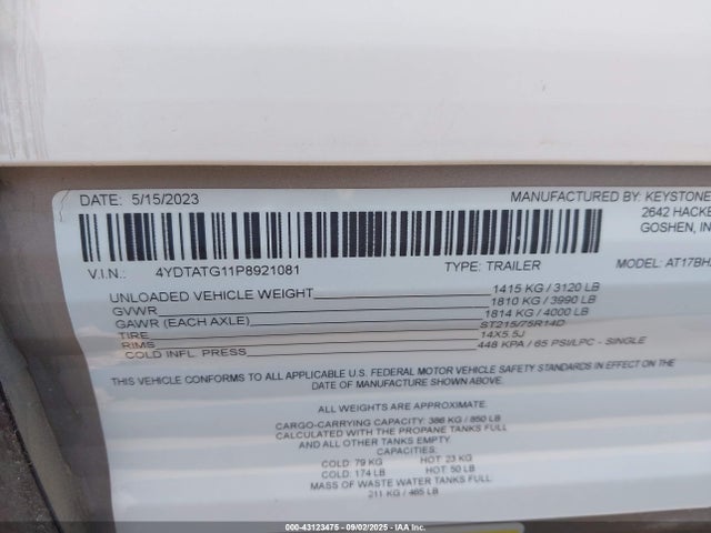 4YDTATG11P8921081 Aspen 17bh