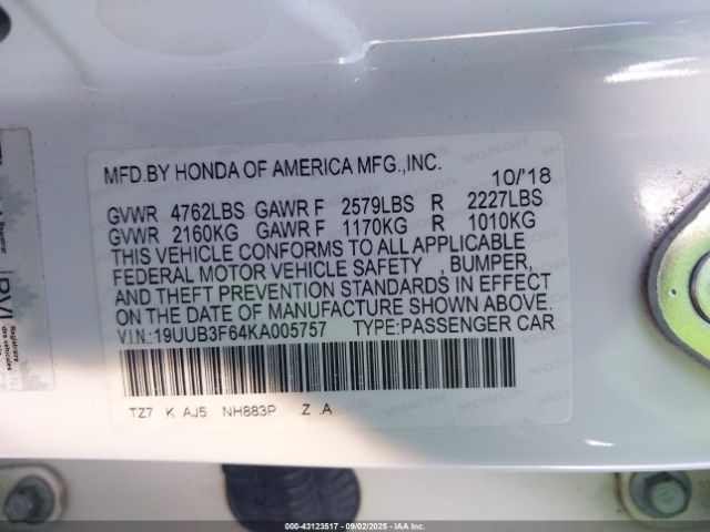 2019 ACURA TLX 19UUB3F64KA005757 Photo 8