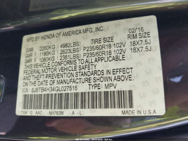 2016 ACURA RDX 5J8TB4H34GL027516 Photo 8