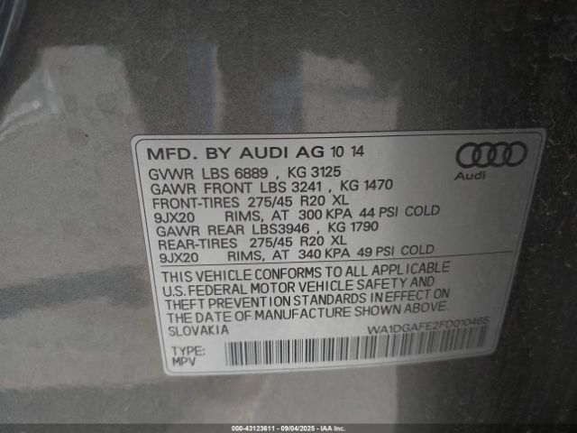 2015 AUDI Q7 WA1DGAFE2FD010465 Photo 8