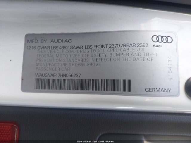 Audi 2017 2017 WAUGNAF47HN056237 Image 9