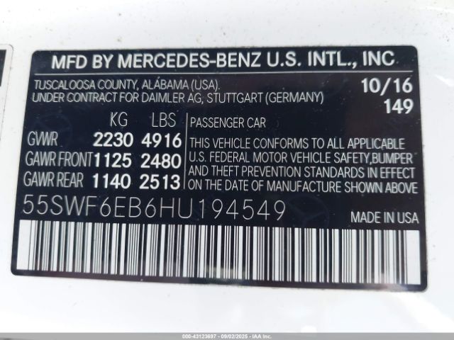 2017 MERCEDES-BENZ AMG C 43 55SWF6EB6HU194549 Photo 8