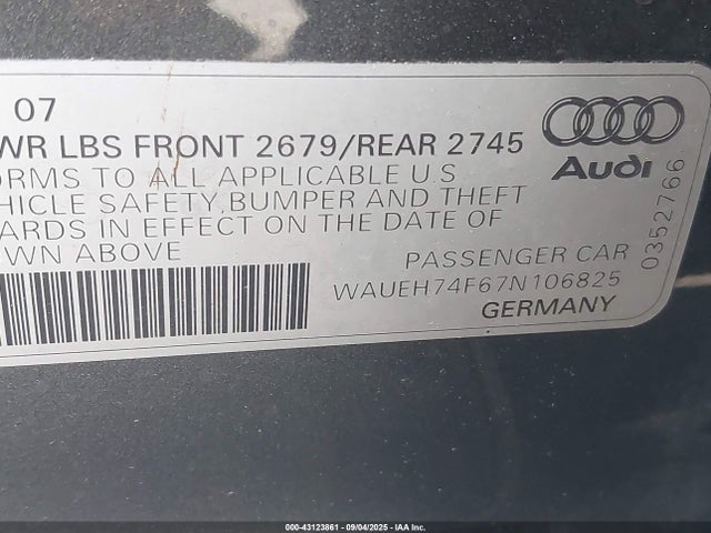 2007 AUDI A6 WAUEH74F67N106825 Photo 8