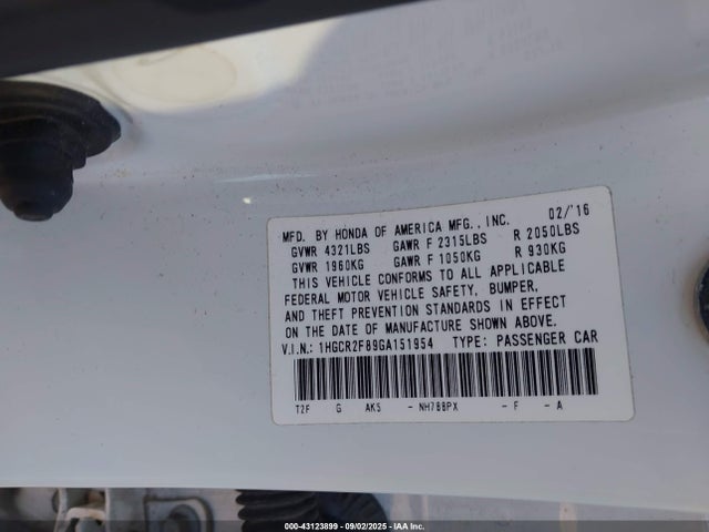 1HGCR2F89GA151954 Honda k24w1