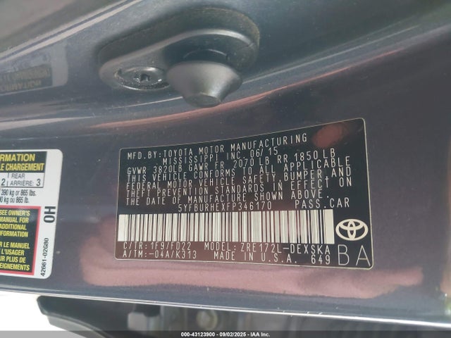 5YFBURHEXFP346170 Toyota 2zr-fe
