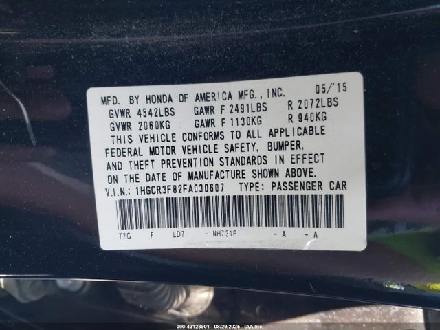 1HGCR3F82FA030607 Honda j35y1