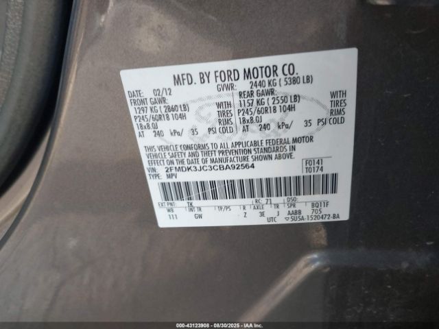 2012 FORD EDGE 2FMDK3JC3CBA92564 Photo 8