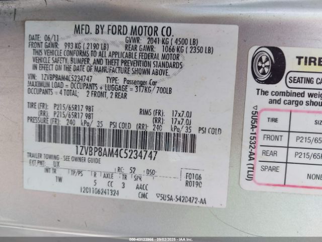 2012 FORD MUSTANG 1ZVBP8AM4C5234747 Photo 8