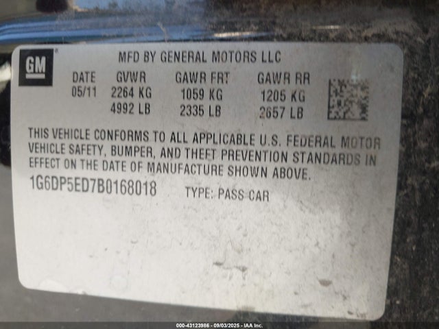 2011 CADILLAC CTS 1G6DP5ED7B0168018 Photo 8